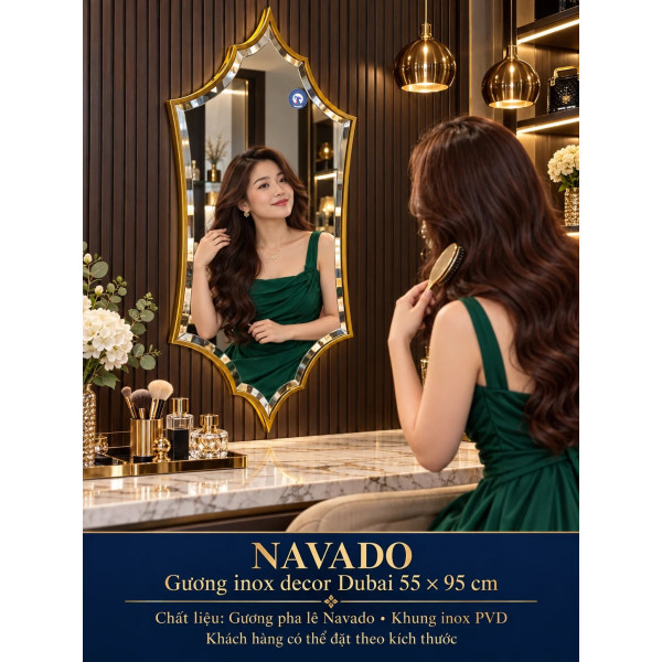 Gương bàn trang điểm khung inox Dubai NAVADO