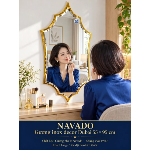 Gương bàn trang điểm khung inox Dubai NAVADO