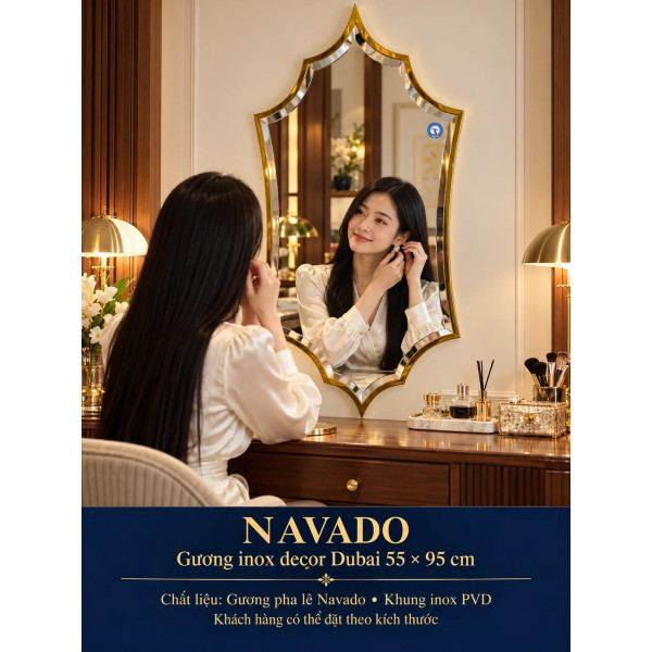 Gương bàn trang điểm khung inox Dubai NAVADO