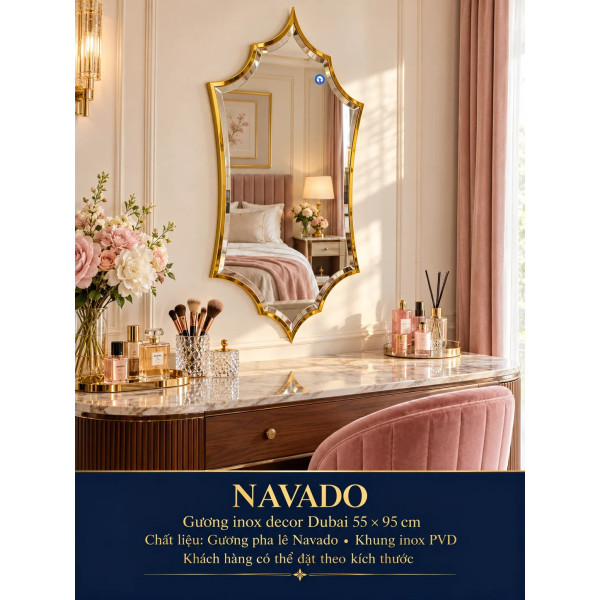 Gương bàn trang điểm khung inox Dubai NAVADO