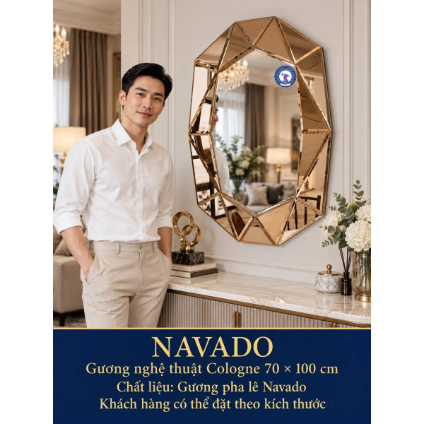 Gương nghệ thuật Cologne NAVADO phòng khách 70 x 100 cm