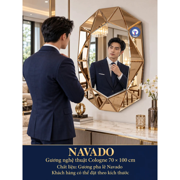 Gương nghệ thuật Cologne NAVADO phòng khách 70 x 100 cm