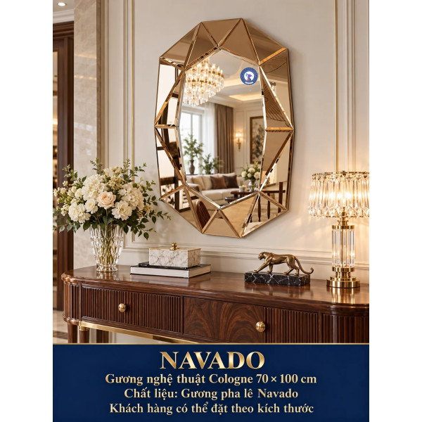 Gương nghệ thuật Cologne NAVADO phòng khách 70 x 100 cm