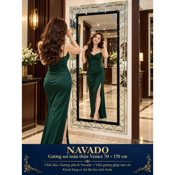 Gương soi toàn thân Venice viền bạc NAVADO 70 x 170 cm