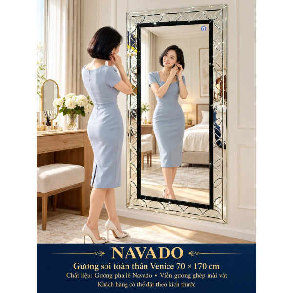 Gương soi toàn thân Venice viền bạc NAVADO 70 x 170 cm