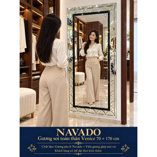 Gương soi toàn thân Venice viền bạc NAVADO 70 x 170 cm