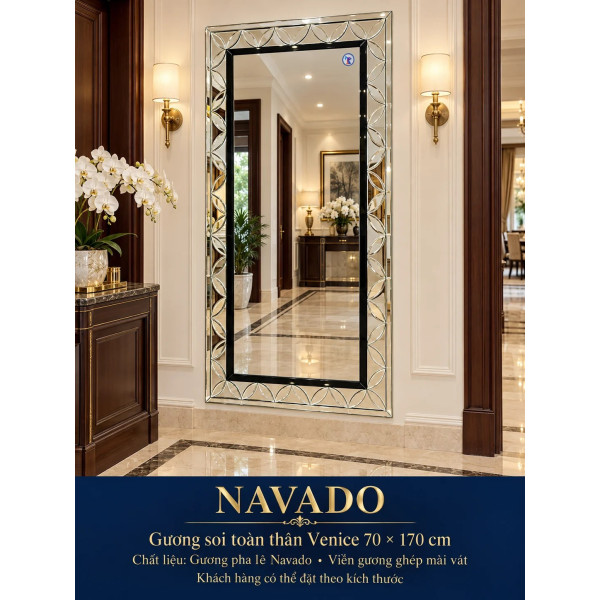 Gương soi toàn thân Venice viền bạc NAVADO 70 x 170 cm