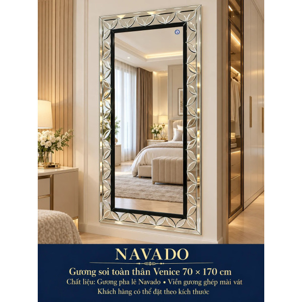 Gương soi toàn thân Venice viền bạc NAVADO 70 x 170 cm