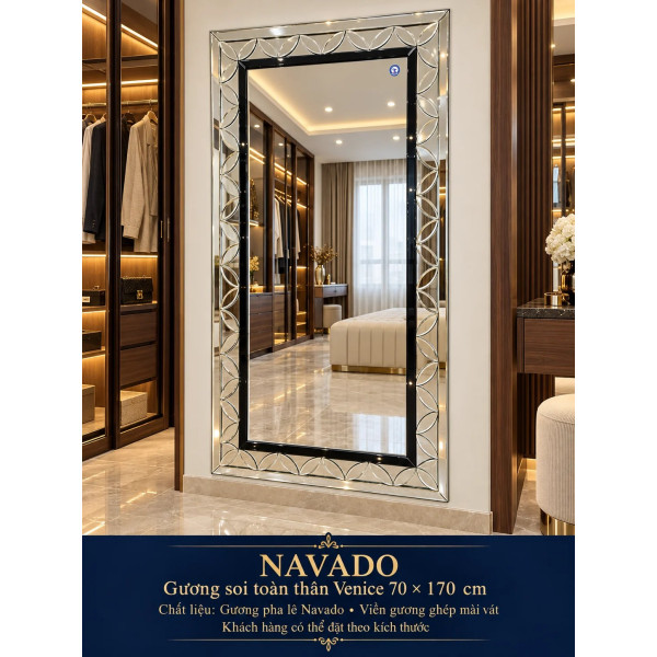 Gương soi toàn thân Venice viền bạc NAVADO 70 x 170 cm