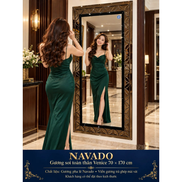 Gương soi toàn thân Venice viền trà NAVADO 70 x 170 cm