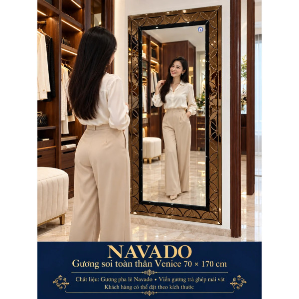 Gương soi toàn thân Venice viền trà NAVADO 70 x 170 cm