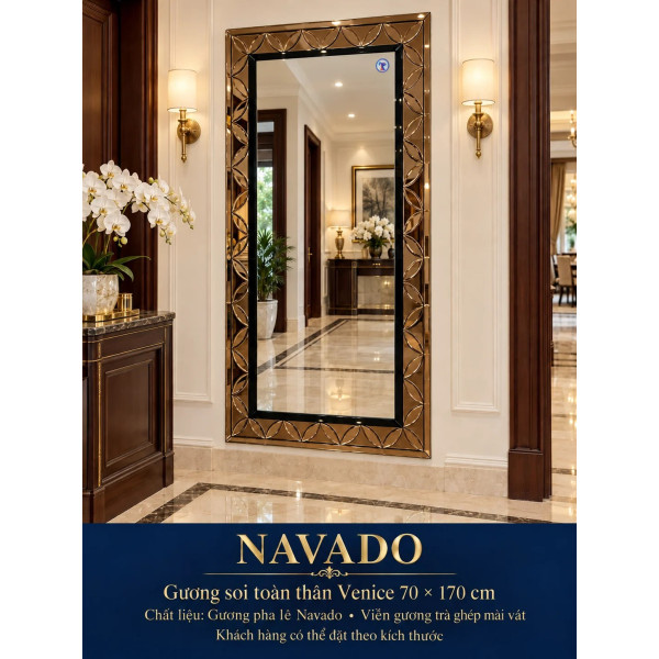 Gương soi toàn thân Venice viền trà NAVADO 70 x 170 cm