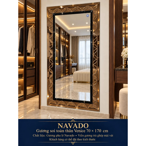 Gương soi toàn thân Venice viền trà NAVADO 70 x 170 cm