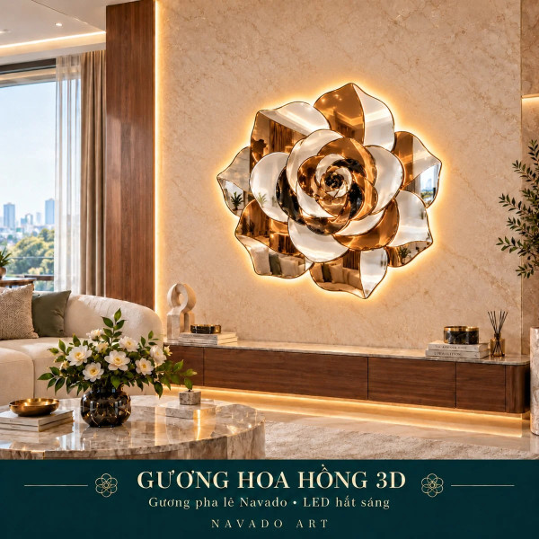Gương nghệ thuật Hoa Hồng 3D NAVADO