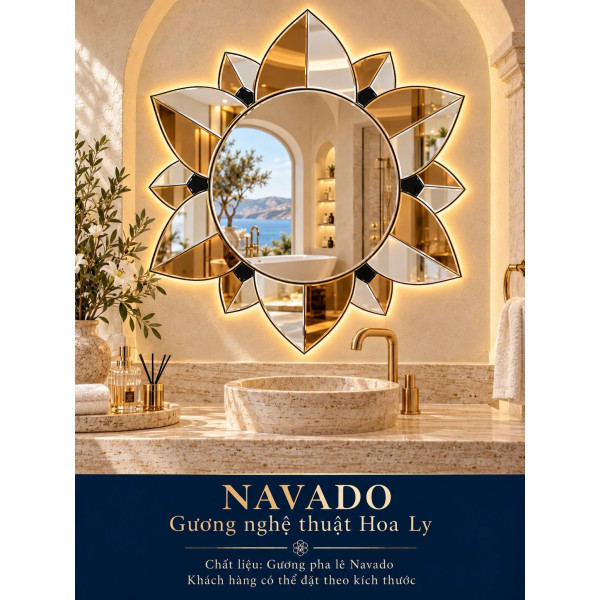 Gương nghệ thuật Hoa Ly NAVADO phòng khách