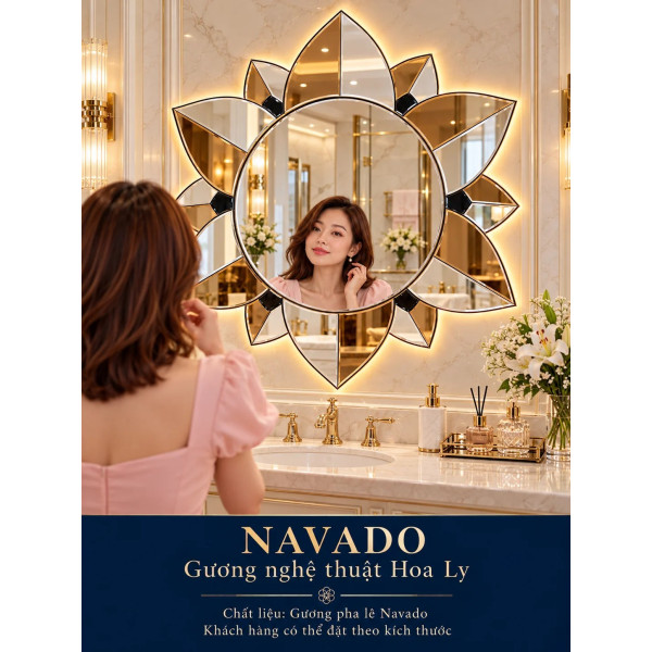 Gương nghệ thuật Hoa Ly NAVADO phòng khách