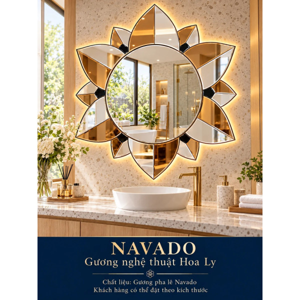 Gương nghệ thuật Hoa Ly NAVADO phòng khách