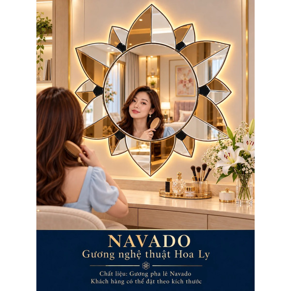 Gương nghệ thuật Hoa Ly NAVADO phòng khách