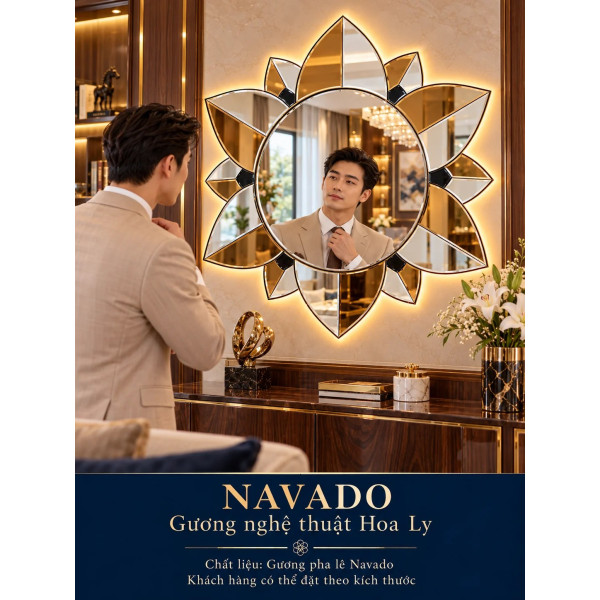 Gương nghệ thuật Hoa Ly NAVADO phòng khách