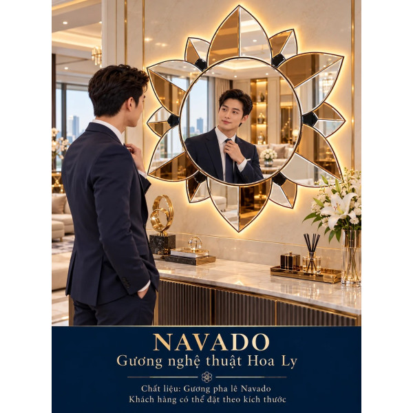 Gương nghệ thuật Hoa Ly NAVADO phòng khách