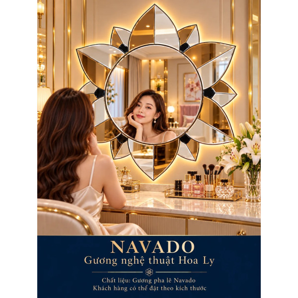 Gương nghệ thuật Hoa Ly NAVADO phòng khách