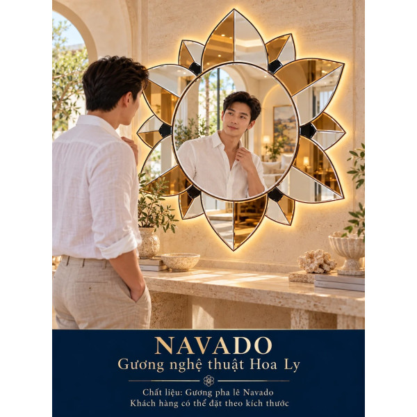 Gương nghệ thuật Hoa Ly NAVADO phòng khách