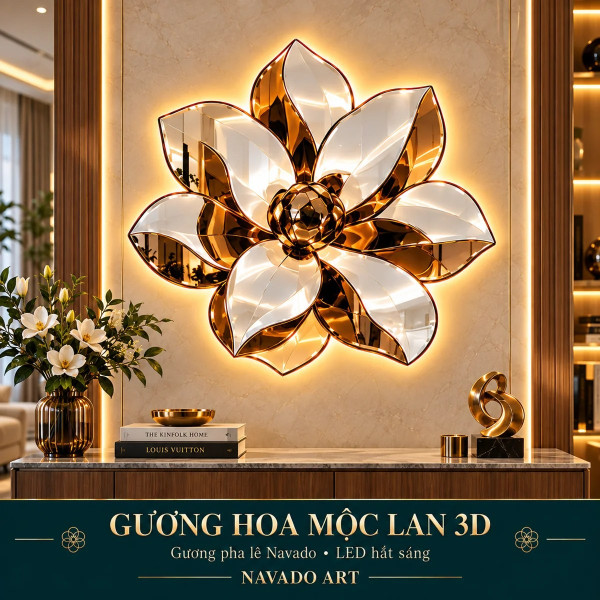 Gương nghệ thuật Hoa Mộc Lan 3D NAVADO