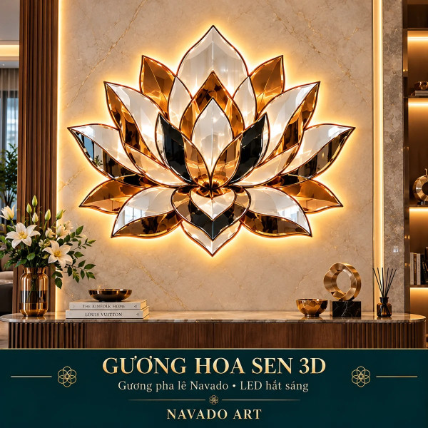 Gương nghệ thuật Hoa Sen 3D NAVADO