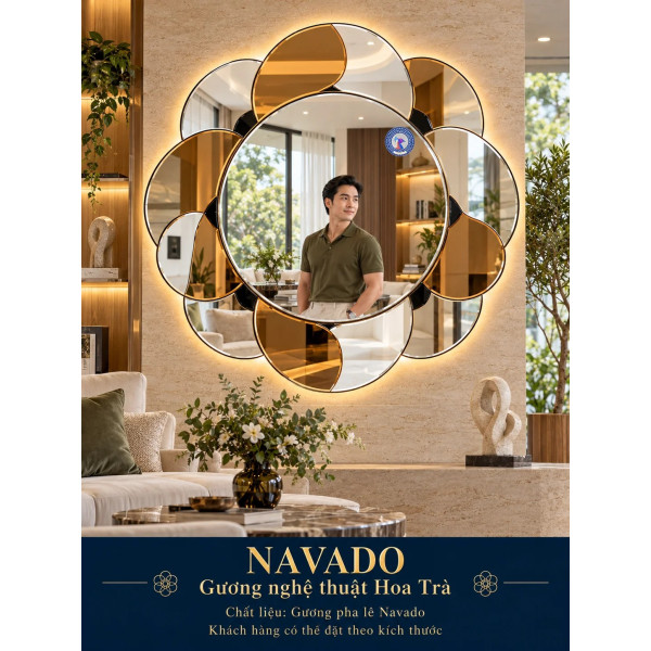 Gương nghệ thuật Hoa Trà NAVADO phòng khách