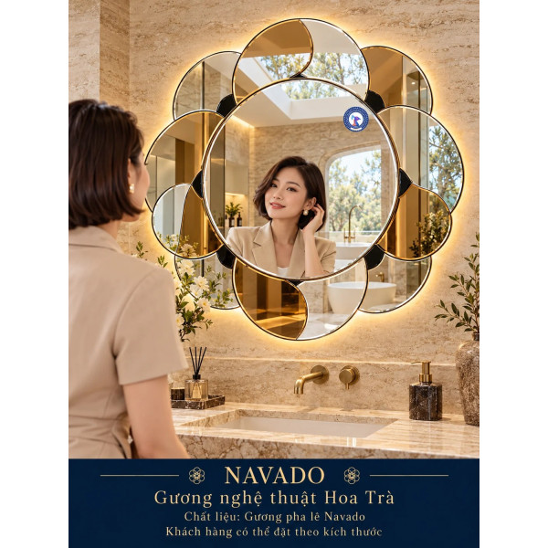Gương nghệ thuật Hoa Trà NAVADO phòng khách