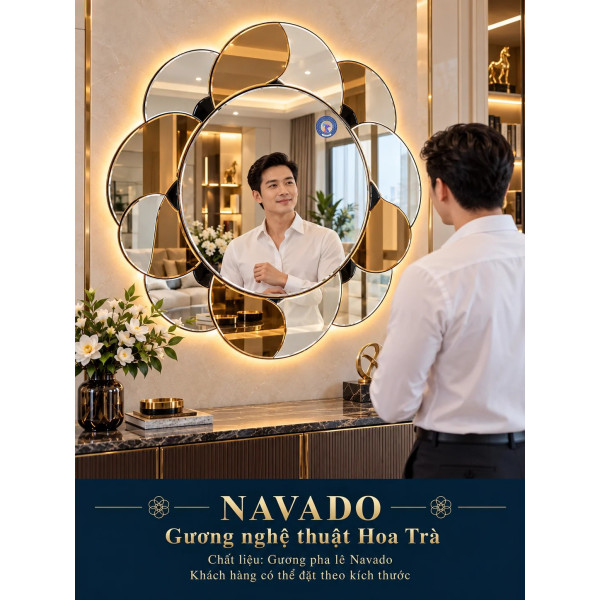 Gương nghệ thuật Hoa Trà NAVADO phòng khách