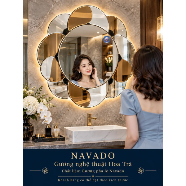 Gương nghệ thuật Hoa Trà NAVADO phòng khách
