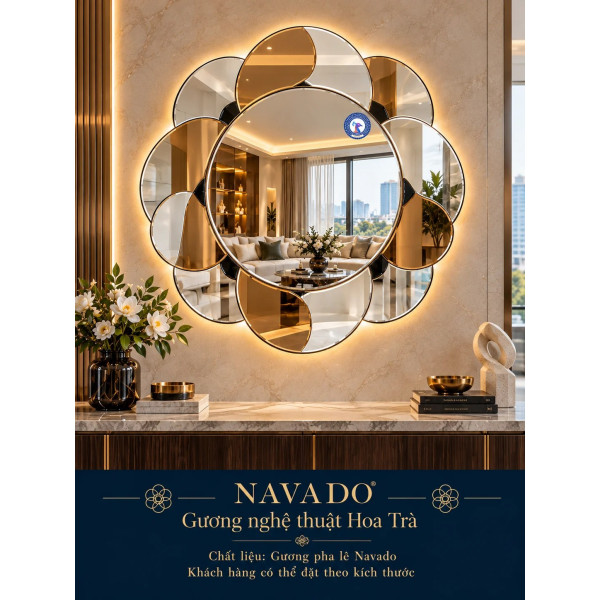 Gương nghệ thuật Hoa Trà NAVADO phòng khách
