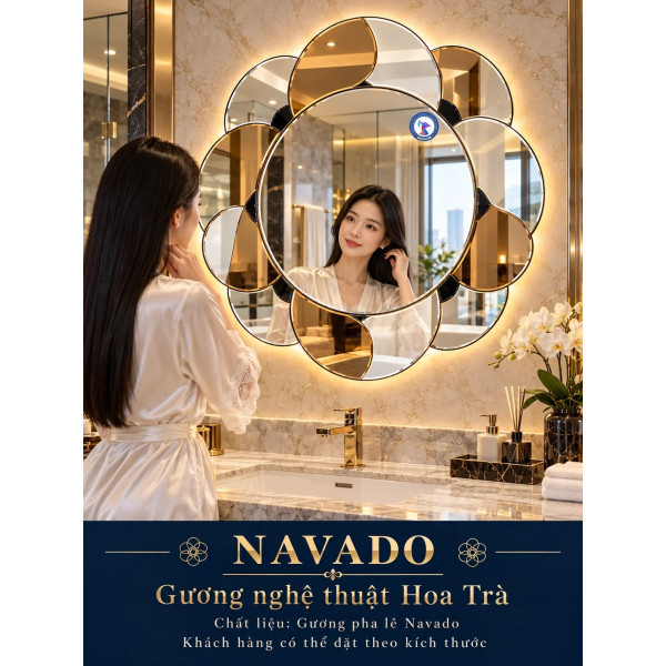 Gương nghệ thuật Hoa Trà NAVADO phòng khách