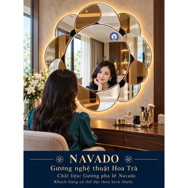 Gương nghệ thuật Hoa Trà NAVADO phòng khách