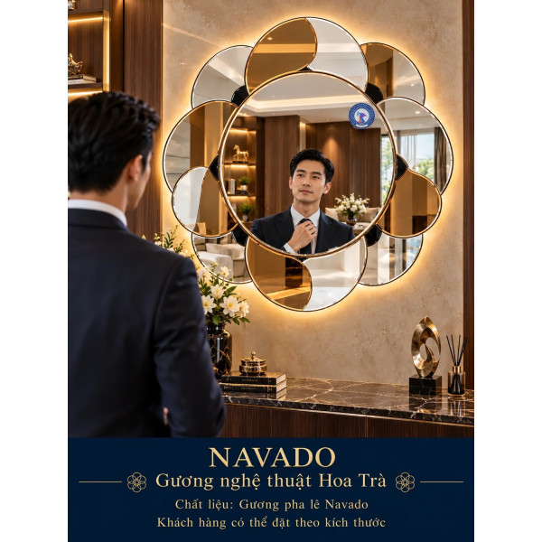 Gương nghệ thuật Hoa Trà NAVADO phòng khách
