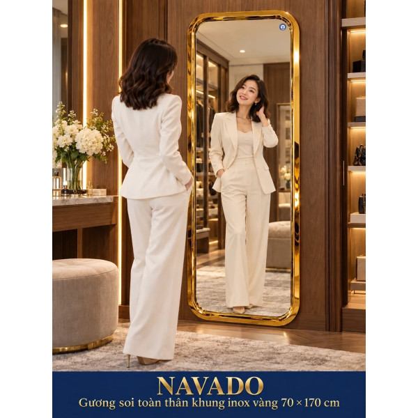 Gương soi toàn thân khung inox vàng 70 x 170 cm NAVADO