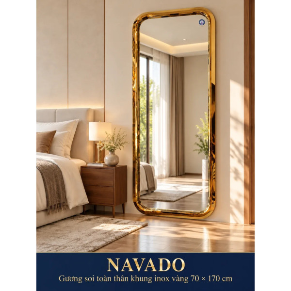 Gương soi toàn thân khung inox vàng 70 x 170 cm NAVADO