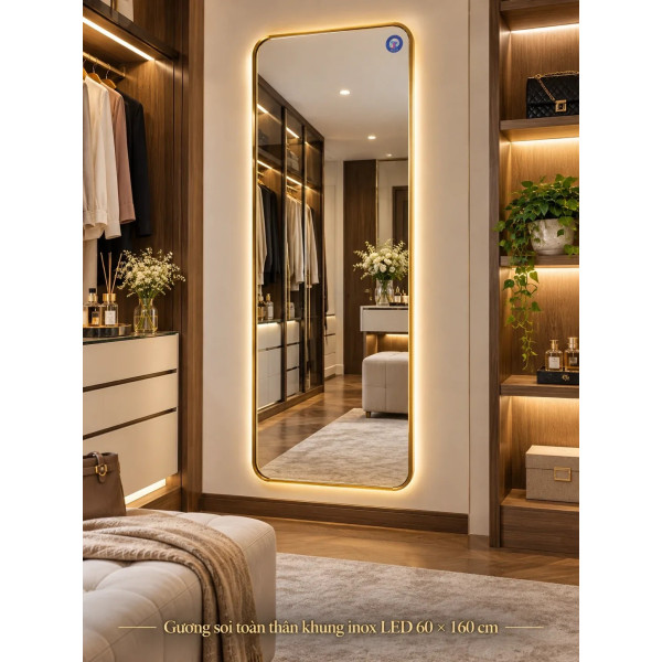 Gương soi toàn thân khung inox đèn LED 60 x 160 cm NAVADO