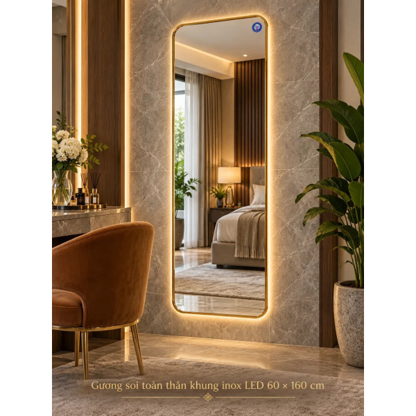 Gương soi toàn thân khung inox đèn LED 60 x 160 cm NAVADO
