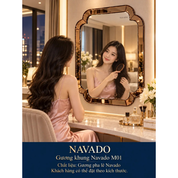 Gương bàn trang điểm khung NAVADO M01 60 x 80 cm