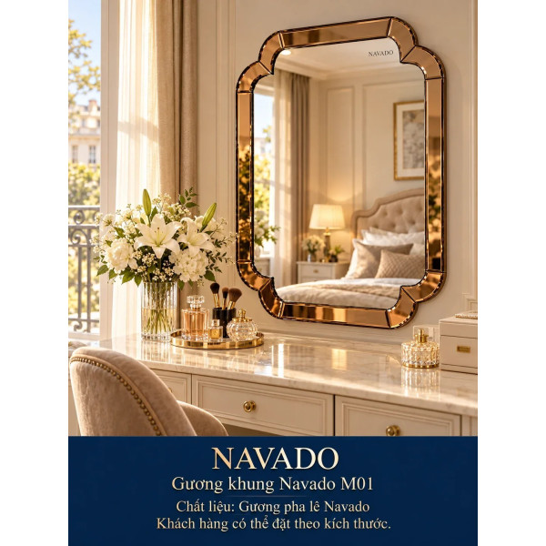 Gương bàn trang điểm khung NAVADO M01 60 x 80 cm