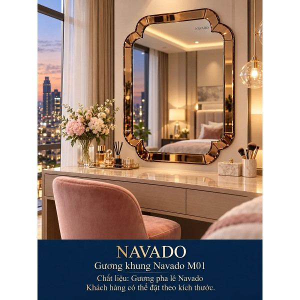 Gương bàn trang điểm khung NAVADO M01 60 x 80 cm