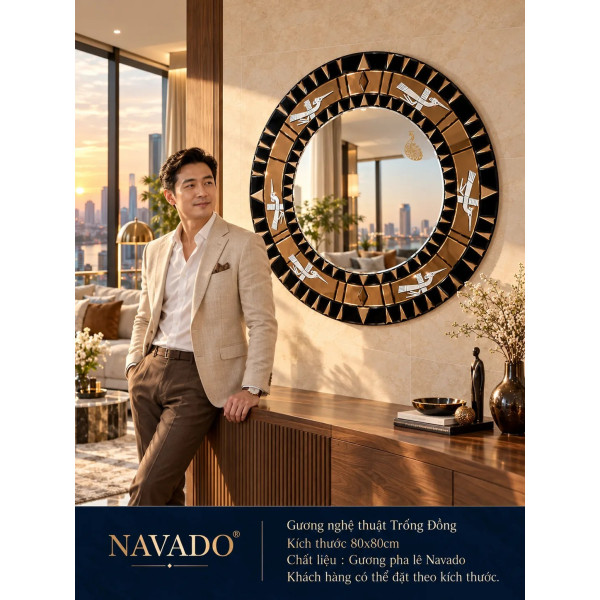 Gương nghệ thuật Trống Đồng NAVADO phòng khách