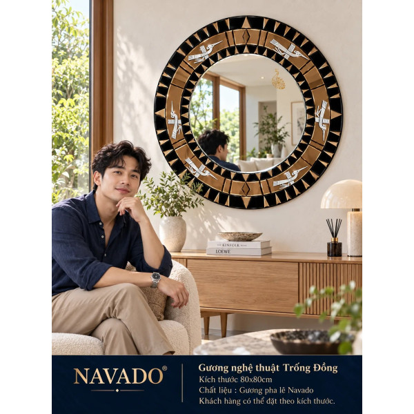 Gương nghệ thuật Trống Đồng NAVADO phòng khách