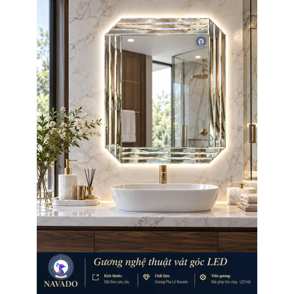 Gương phòng tắm vát góc LED NAVADO