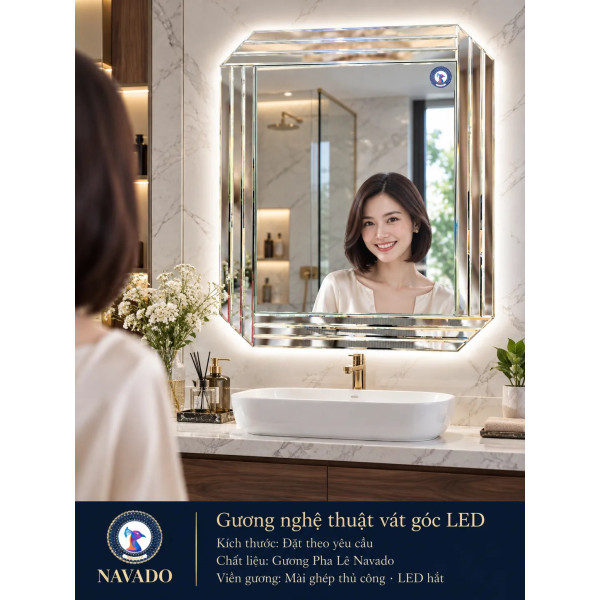 Gương phòng tắm vát góc LED NAVADO