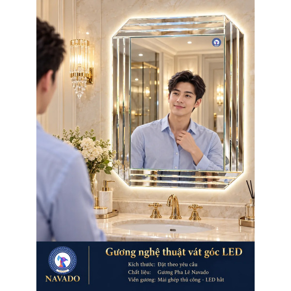 Gương phòng tắm vát góc LED NAVADO