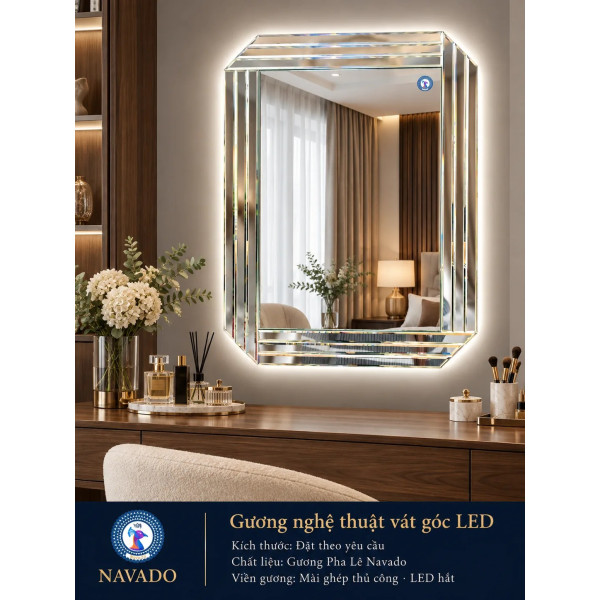 Gương bàn trang điểm vát góc LED NAVADO
