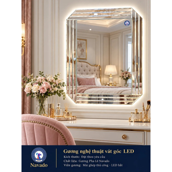 Gương bàn trang điểm vát góc LED NAVADO
